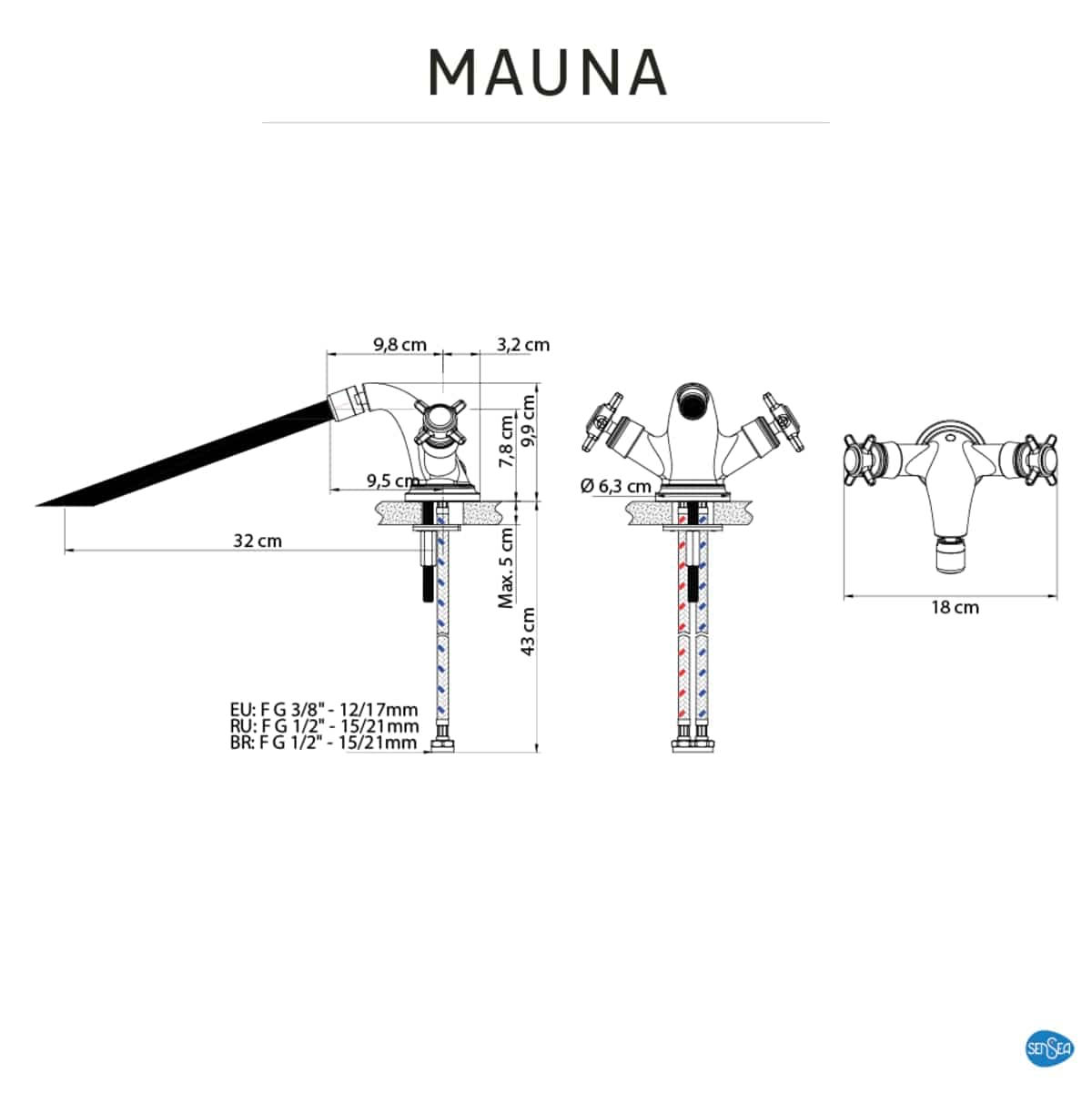 Bricocenter MAUNA BIDET TAP CHROME RETRO 2 HANDLES