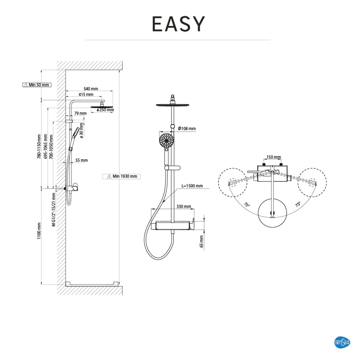 Bricocenter KIT DOCCIA EASY CROMATA CON MISCELATORE SENSEA