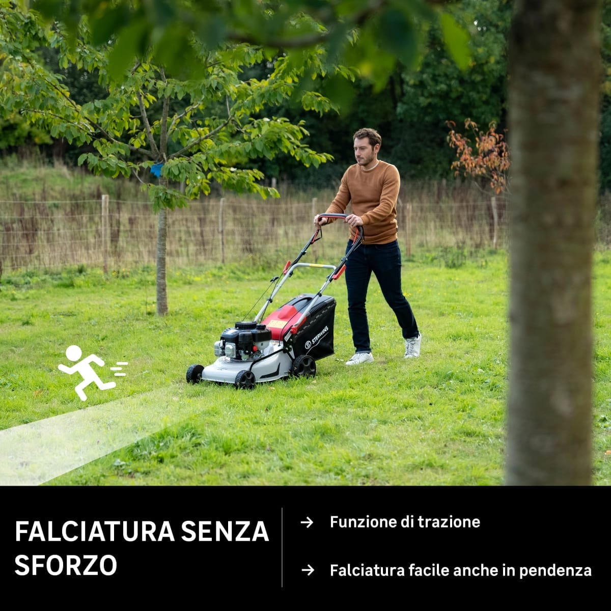 Bricocenter RASAERBA SEMOVENTE A SCOPPIO 132 CC STERWINS MOTORE EURO V TAGLIO 40