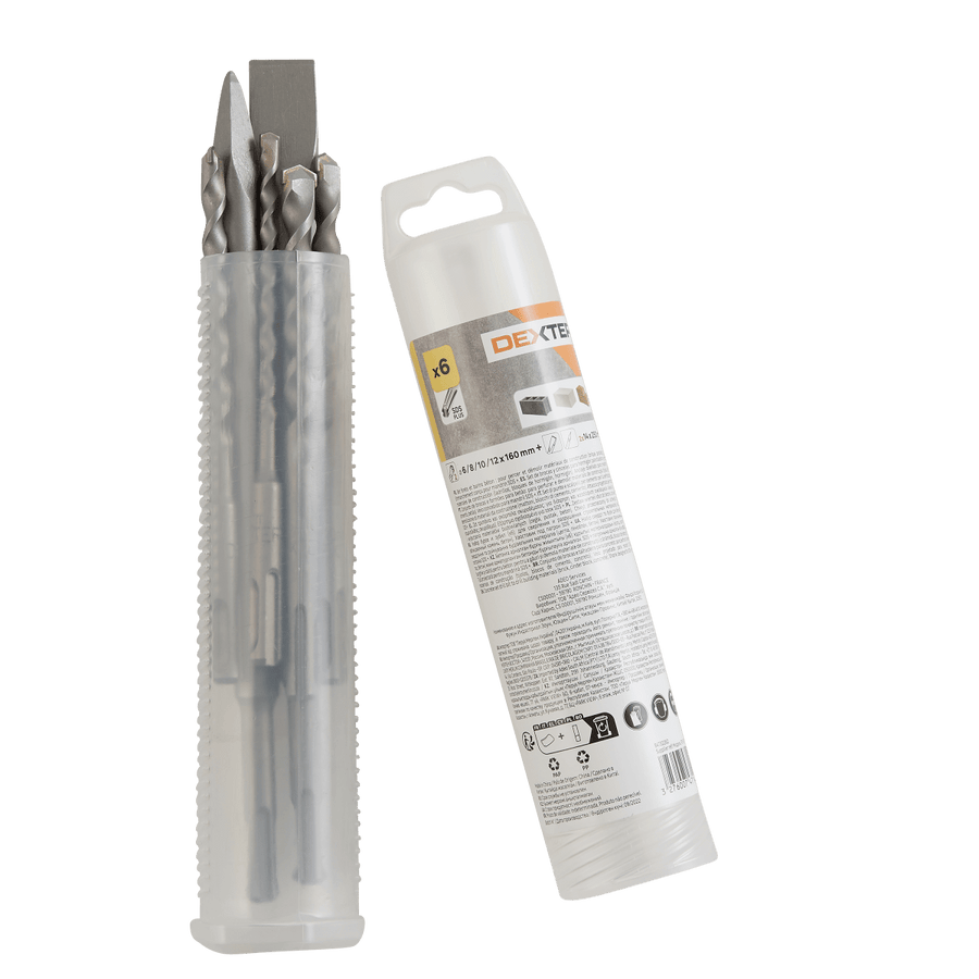 DEXTER CONCRETE DRILL BIT SET, SCAL 6-12MM 6P SDS PLUS CONNECTION