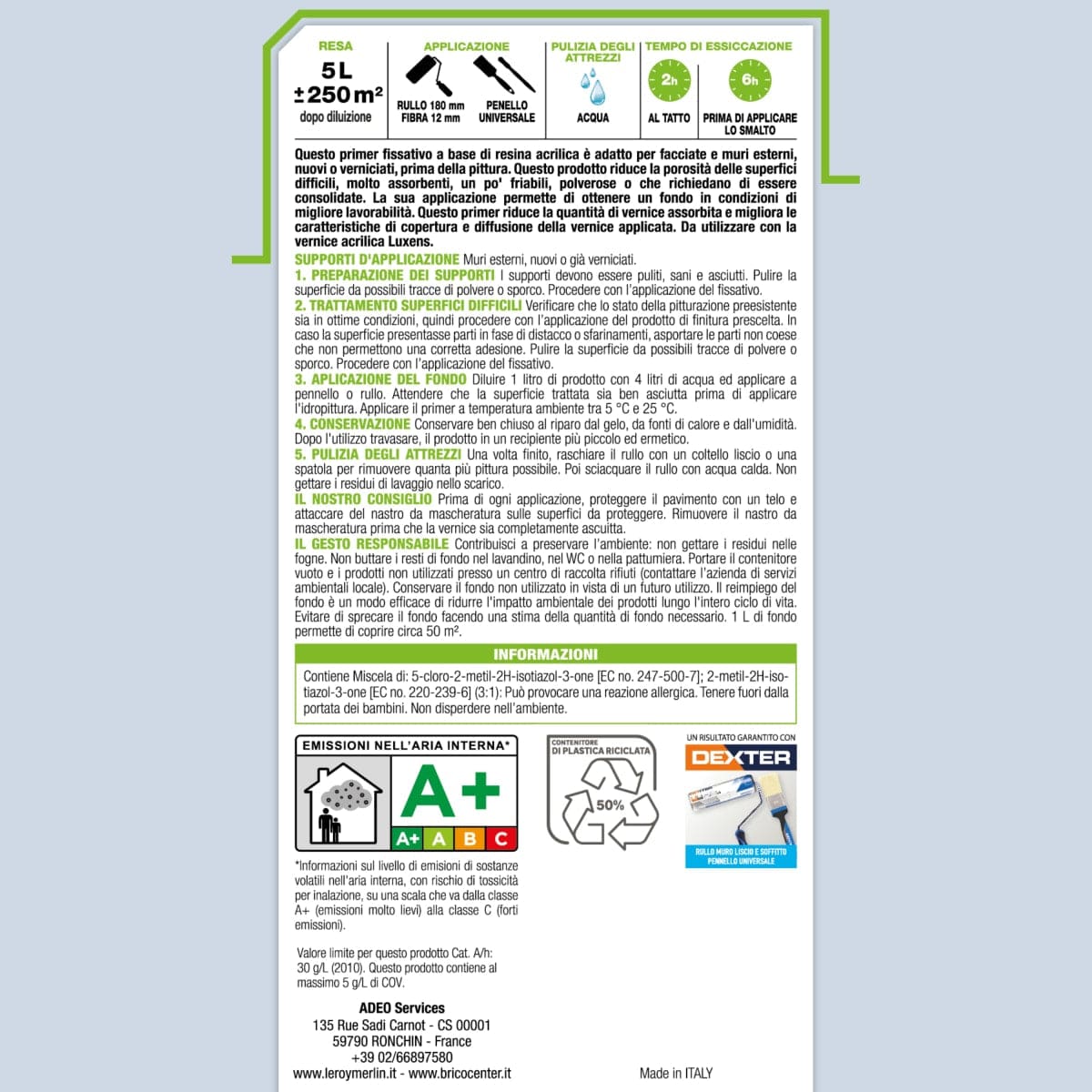 Bricocenter LUXENS OUTDOOR INSULATING FIXATIVE 5LT