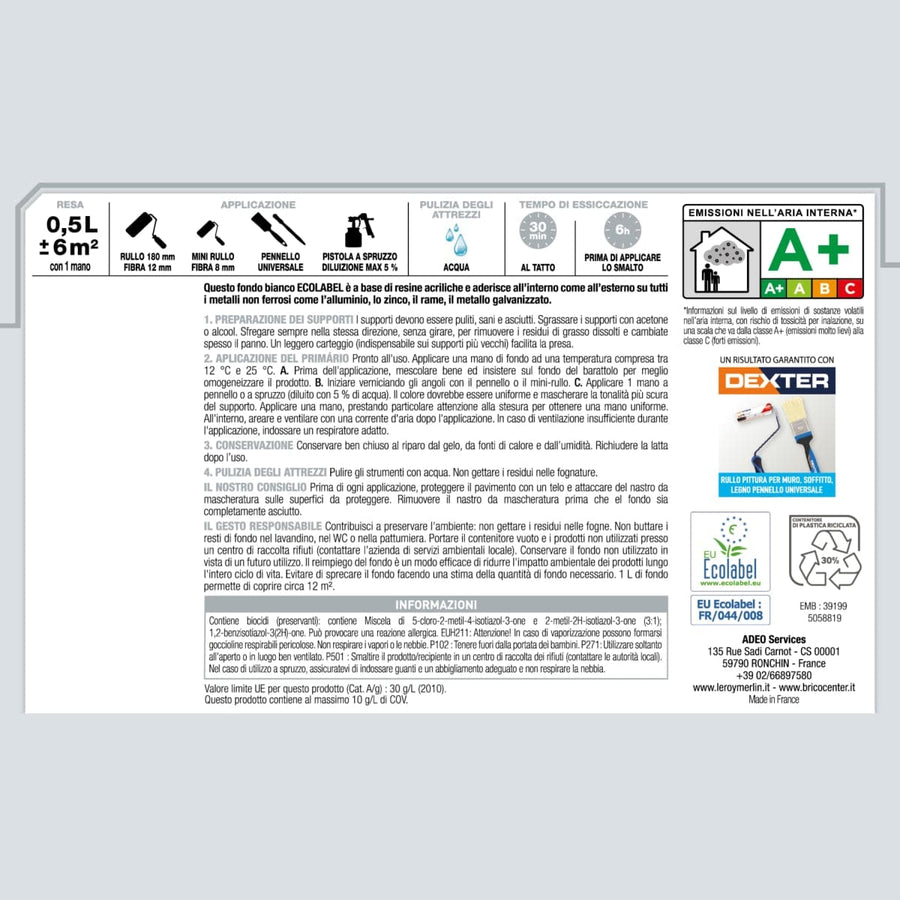 Bricocenter PRIMER FOR ALUMINIUM, ZINC, COPPER, GALVA STEEL 500ML LUXENS