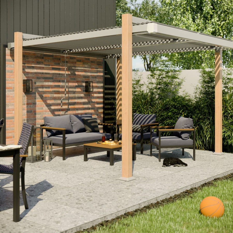 Bricocenter PERGOLA NATERIAL ODYSSEA 360X320 WOOD-EFFECT ALUMINIUM