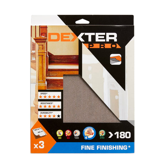 Dexter Pro sanding mesh for wood, 180 grit, 230x280mm, 5 pieces
