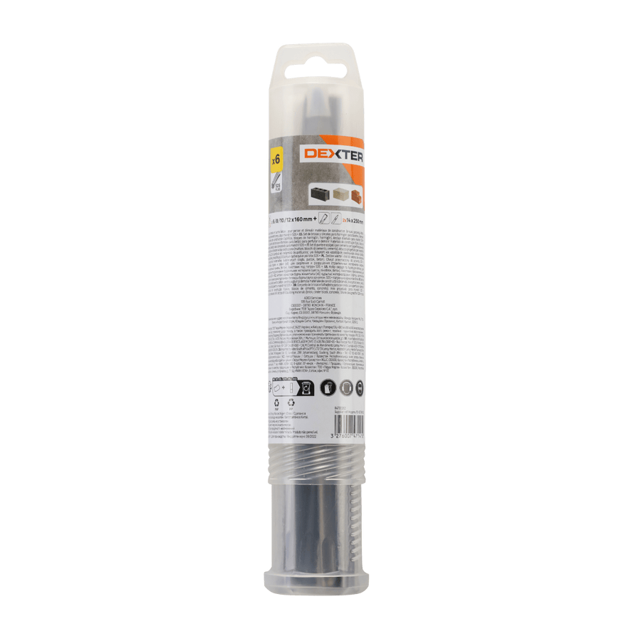 DEXTER CONCRETE DRILL BIT SET, SCAL 6-12MM 6P SDS PLUS CONNECTION
