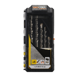 SET 5 DEXTER PRO CONCRETE DRILL BITS DIAM. 4-5-6-8-10 MM, CYLINDRICAL SHANK