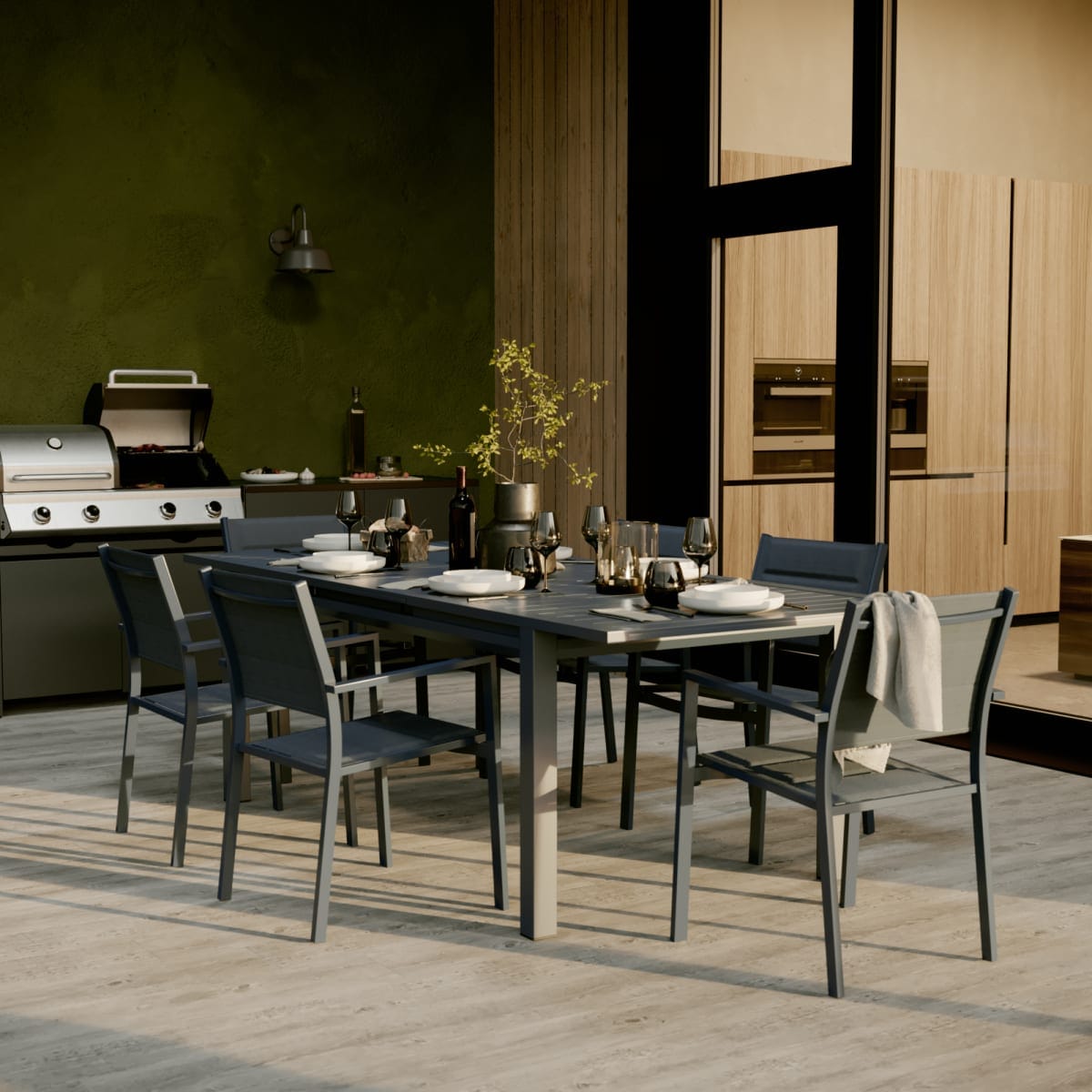 Bricocenter TAVOLO NATERIAL LYRA II UP AND DOWN ALLUMINIO 130/214.5X90 ANTRACITE