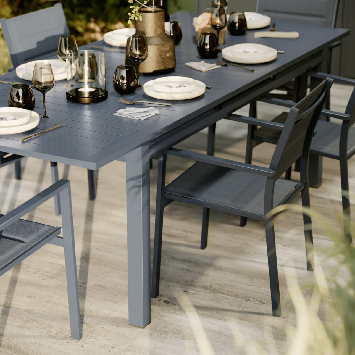 Bricocenter TAVOLO NATERIAL LYRA II UP AND DOWN ALLUMINIO 130/214.5X90 ANTRACITE