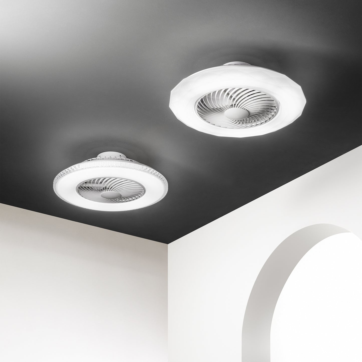 CEILING LIGHT WITH FAN BOREA ACRYLIC WHITE D60 LED 40W CCT SMART