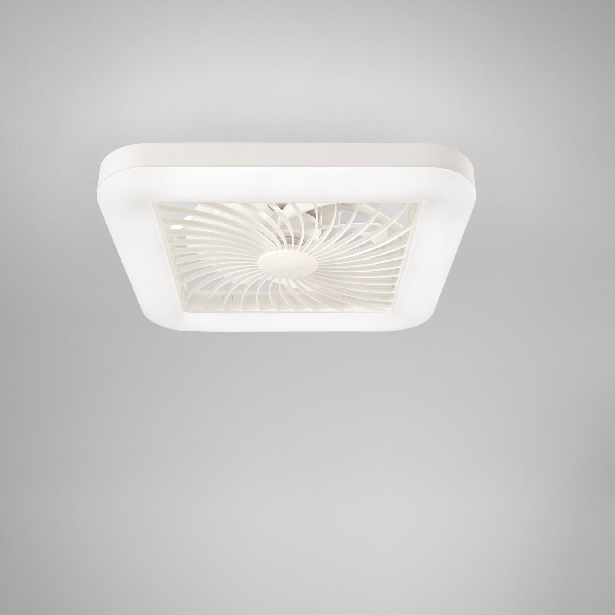 Merak ceiling light with fan, 48x48cm, 40W LED, 5400 lm, CCT RGB, Bluetooth