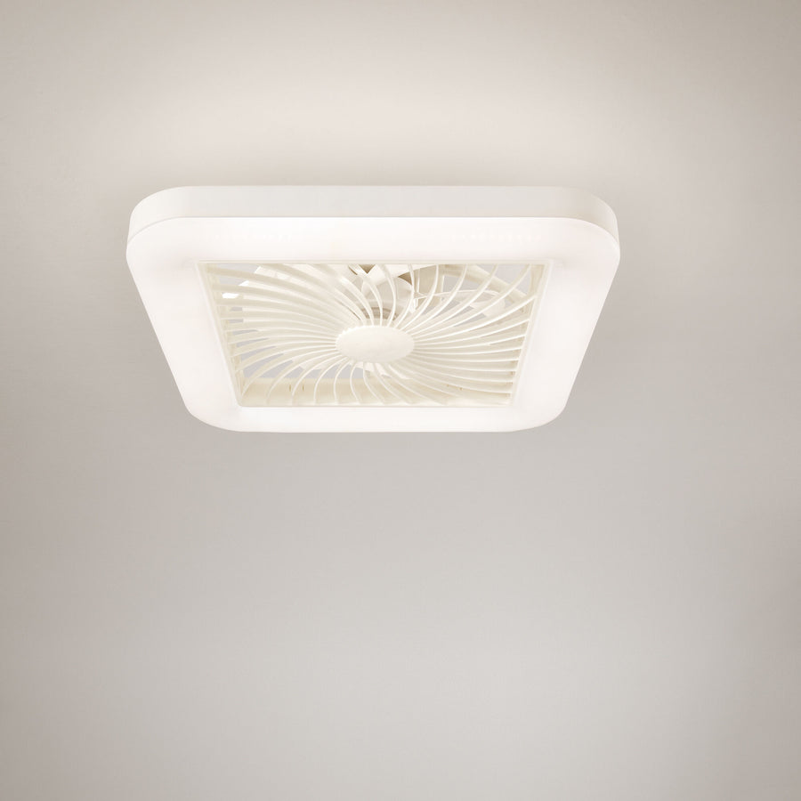 Merak ceiling light with fan, 48x48cm, 40W LED, 5400 lm, CCT RGB, Bluetooth