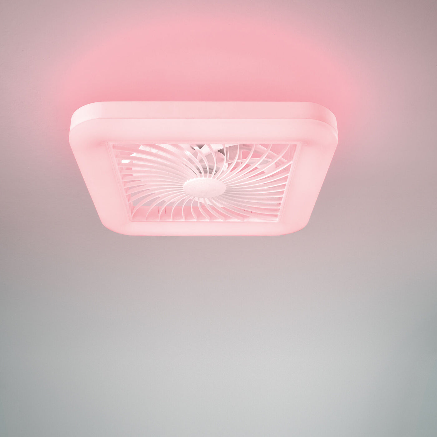 Merak ceiling light with fan, 48x48cm, 40W LED, 5400 lm, CCT RGB, Bluetooth