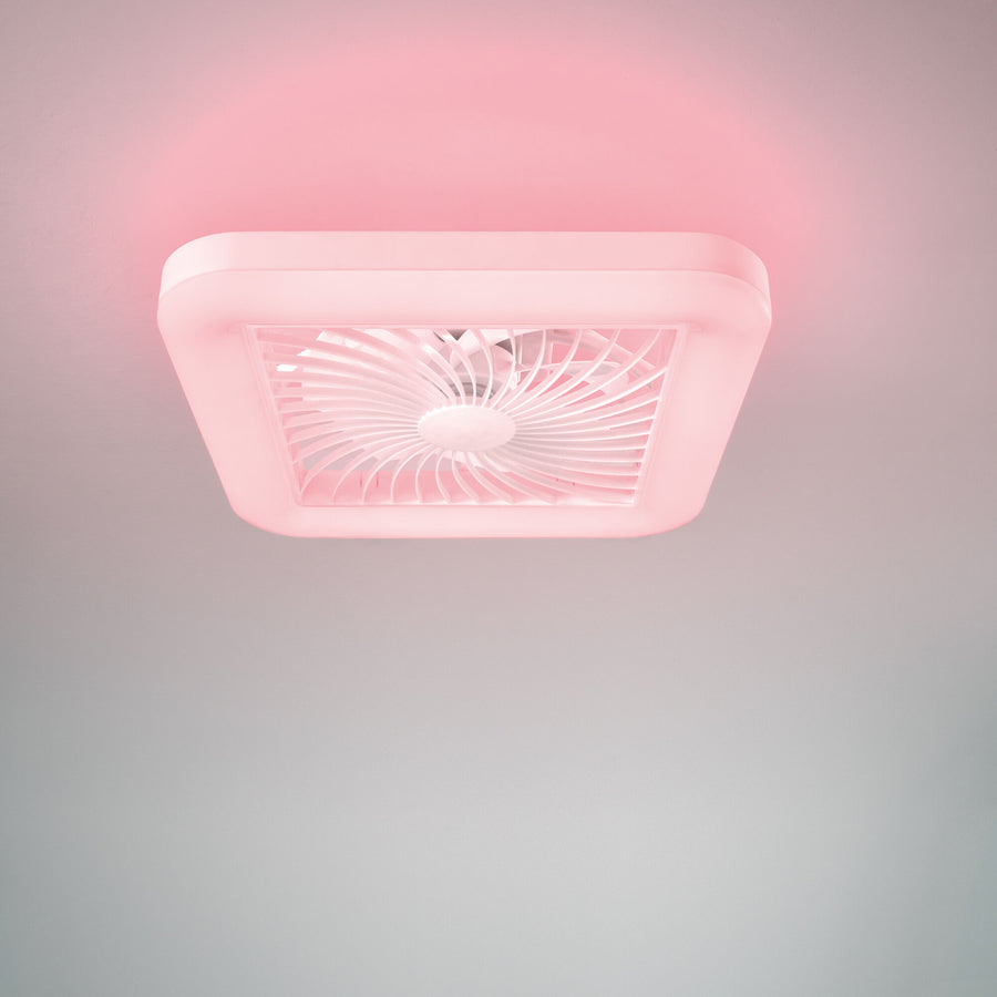 Merak ceiling light with fan, 48x48cm, 40W LED, 5400 lm, CCT RGB, Bluetooth