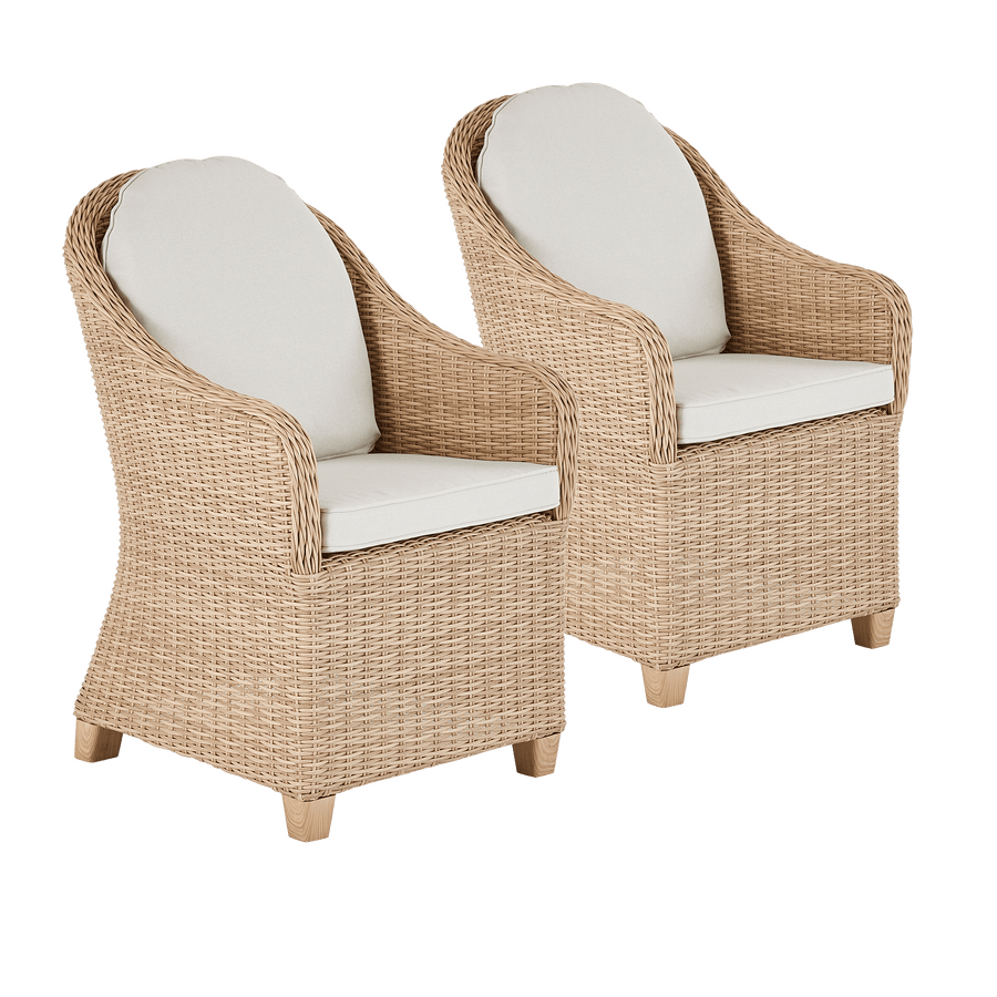 Set of 2 Naterial Medena dining chairs in wicker with an aluminium frame