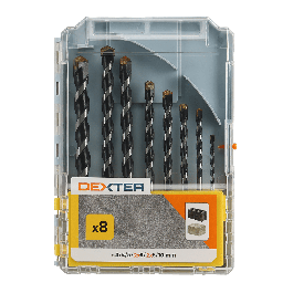 SET OF 8 DEXTER WALL DRILLS DIAM. 3-4-5-6-8-10 MM, CYLINDRICAL SHANK