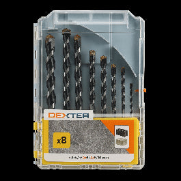 SET OF 8 DEXTER WALL DRILLS DIAM. 3-4-5-6-8-10 MM, CYLINDRICAL SHANK