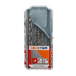 SET 6 DEXTER METAL DRILL BITS, CYLINDRICAL SHANK