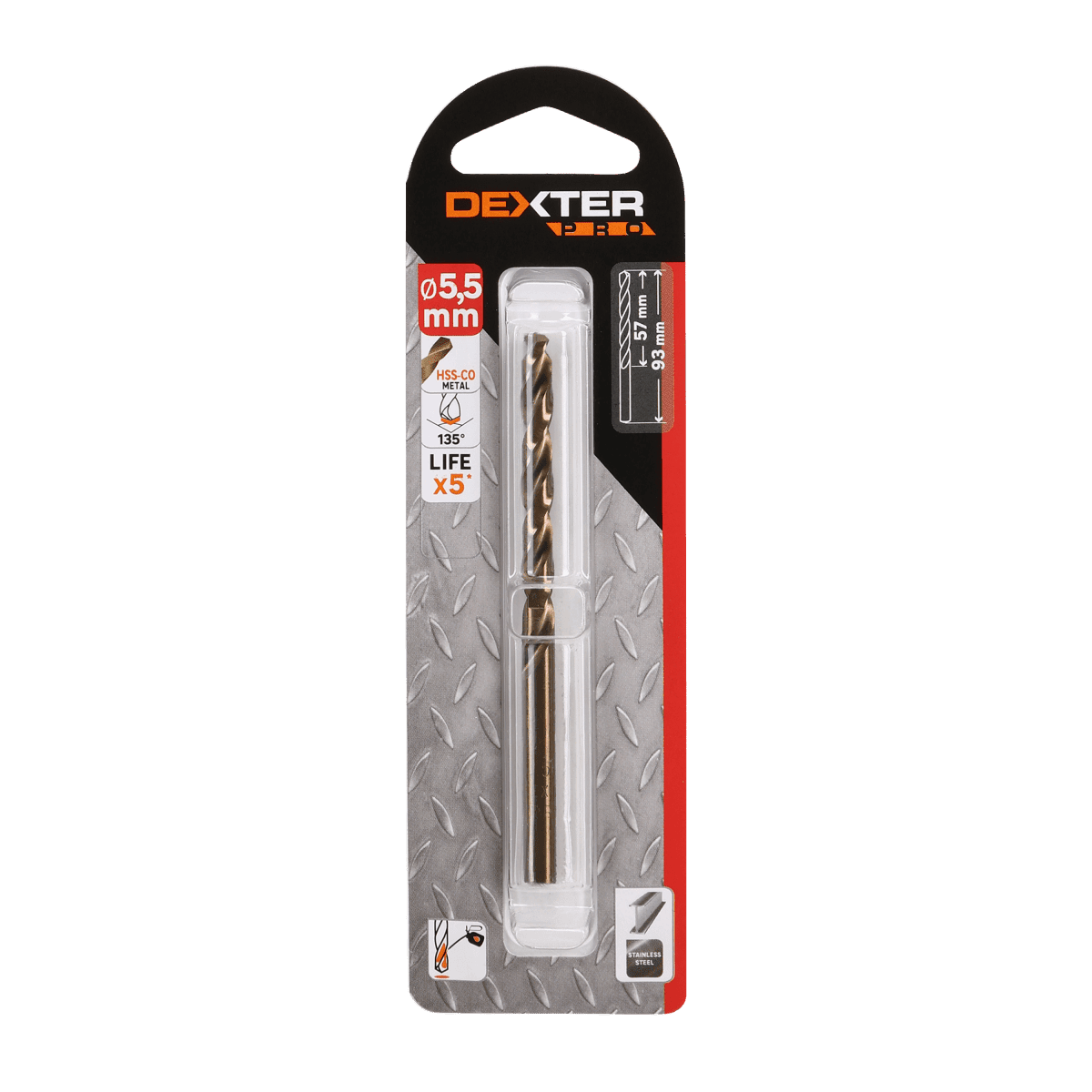 DEXTER PRO METAL DRILL BIT 5.5X93MM CYLINDRICAL SHANK