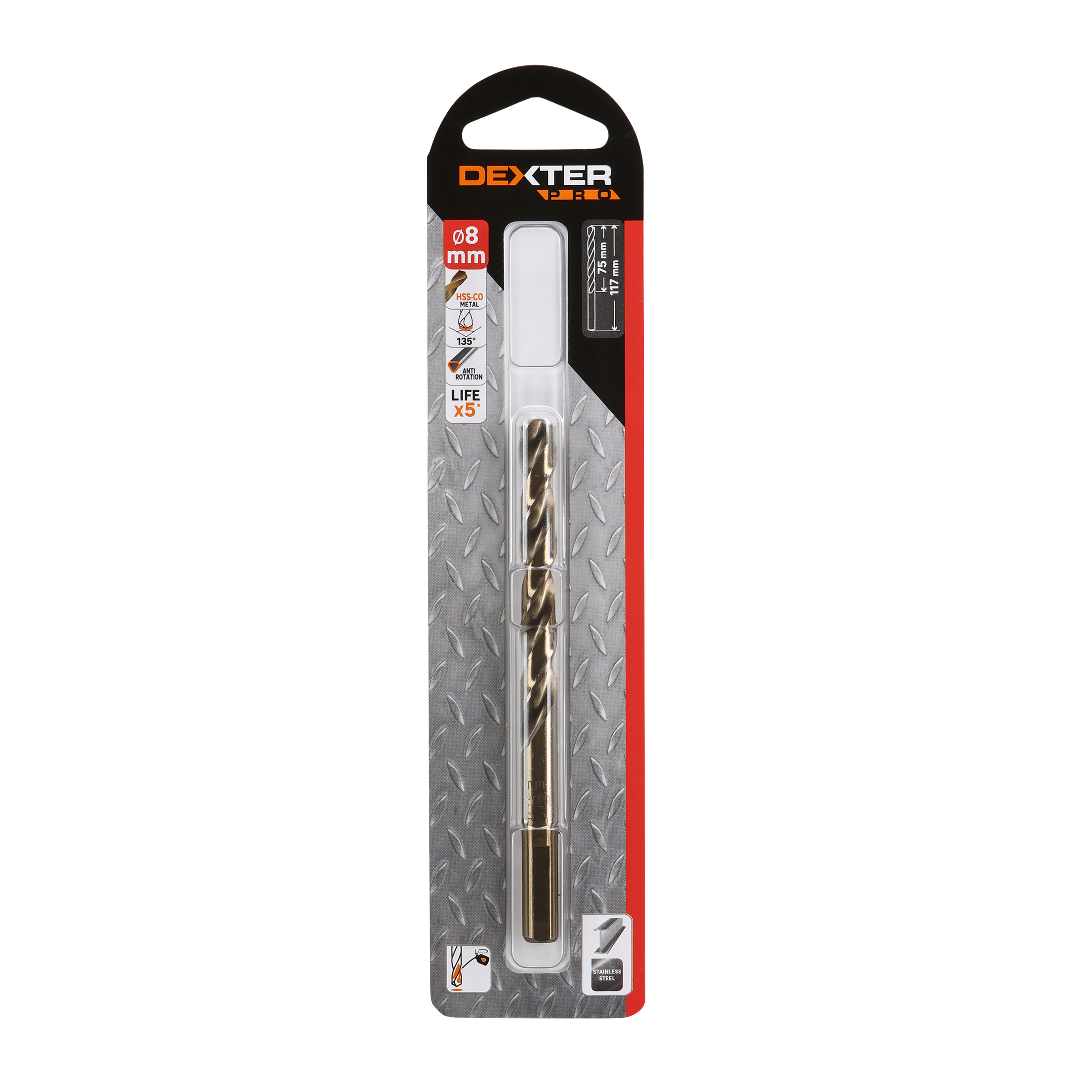 DEXTER PRO METAL DRILL BIT 8X117MM TRIANGULAR ATTACHMENT