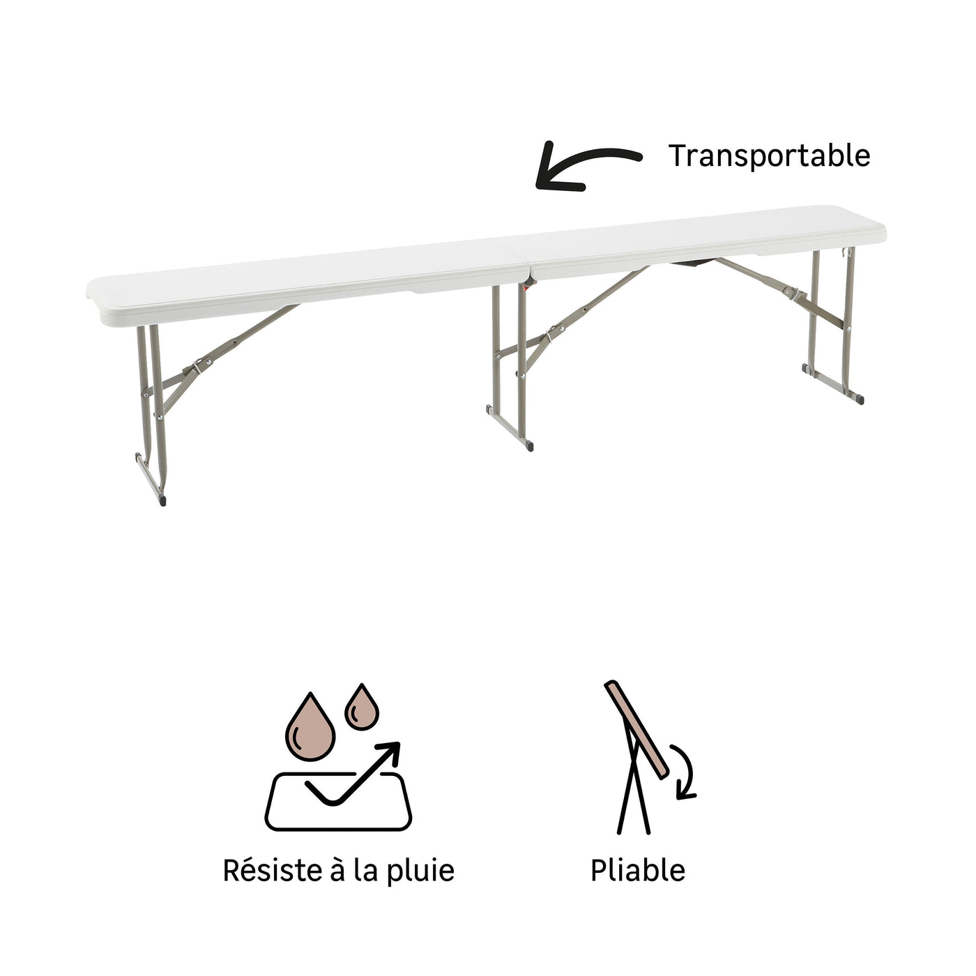 Folo 183x28 beer garden bench in white resin