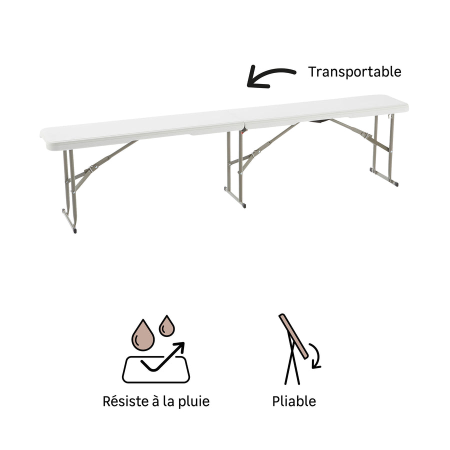 Folo 183x28 beer garden bench in white resin