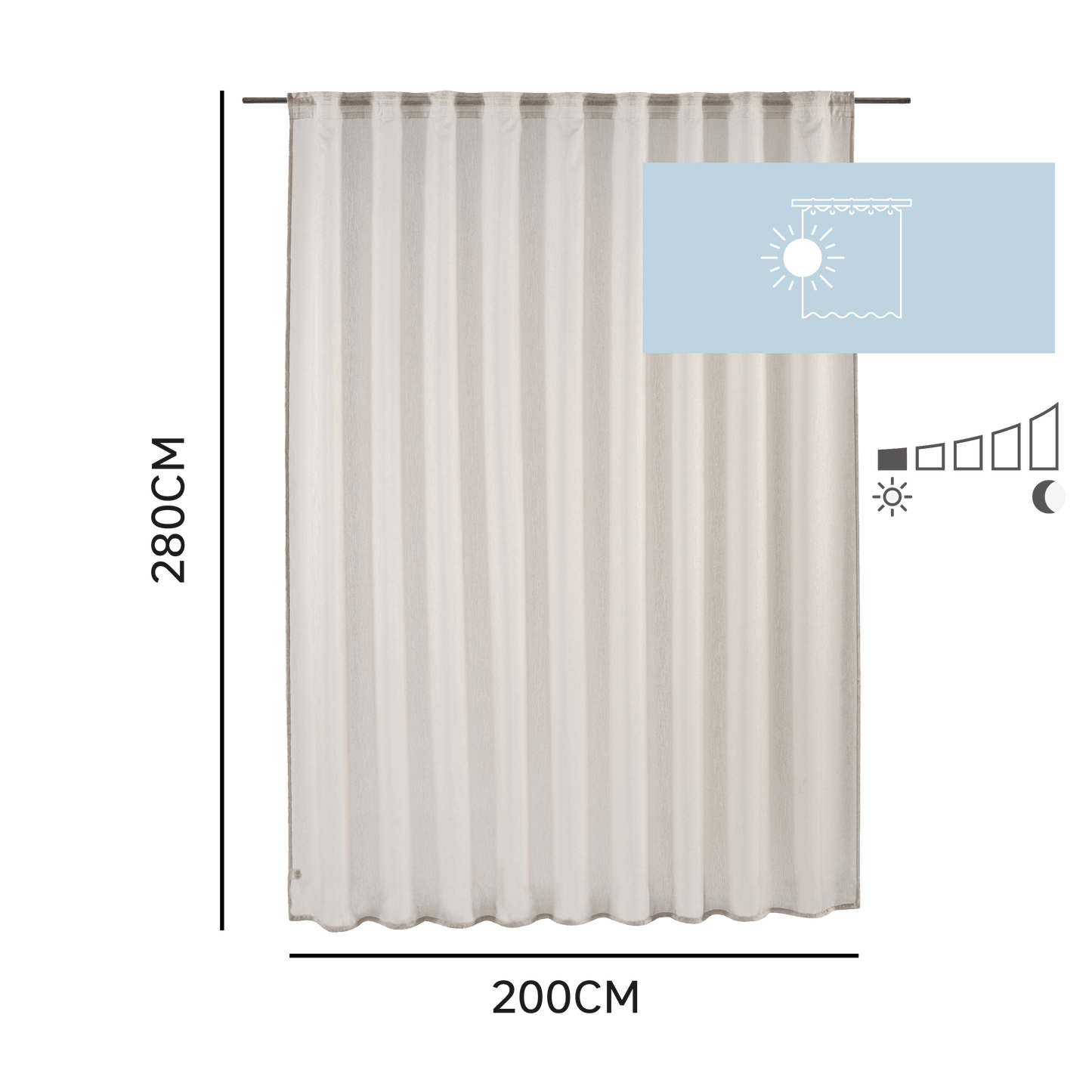 Bricocenter BEIGE SOFTY FILTER CURTAIN 200X280 CM WITH CONCEALED LOOP AND WEBBING