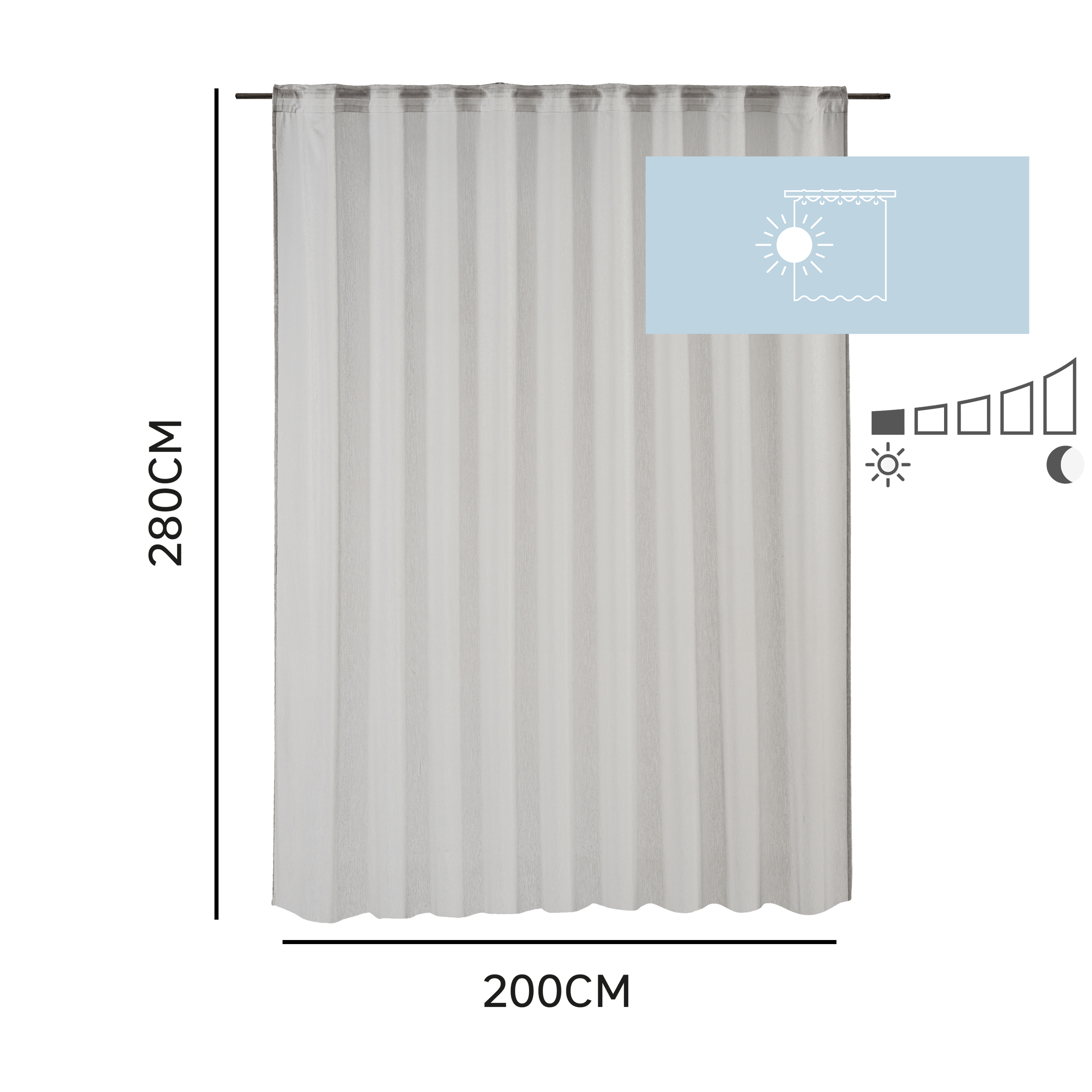 Bricocenter SOFTY GREY FILTER CURTAIN 200X280 CM WITH CONCEALED LOOP AND WEBBING