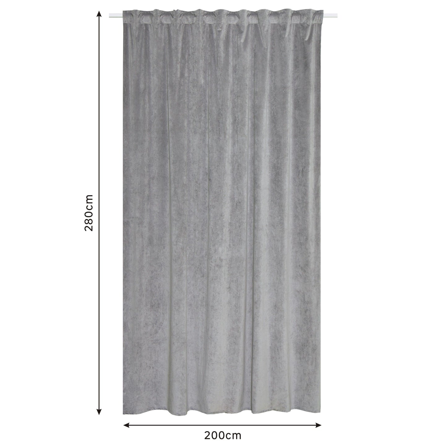 Curtain dubbo grey opaque 200x280cm webbing and hidden loop