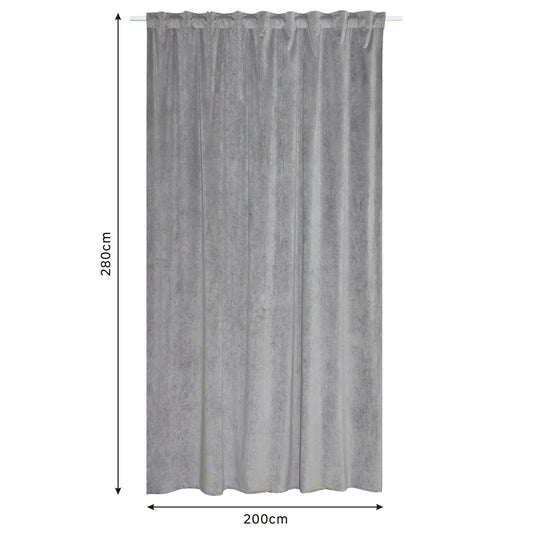 Curtain dubbo grey opaque 200x280cm webbing and hidden loop