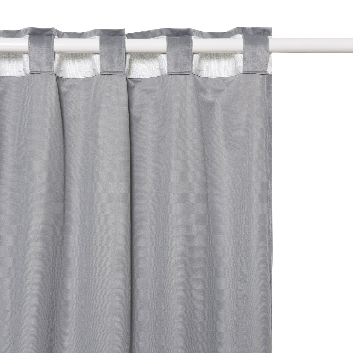 Curtain dubbo grey opaque 200x280cm webbing and hidden loop