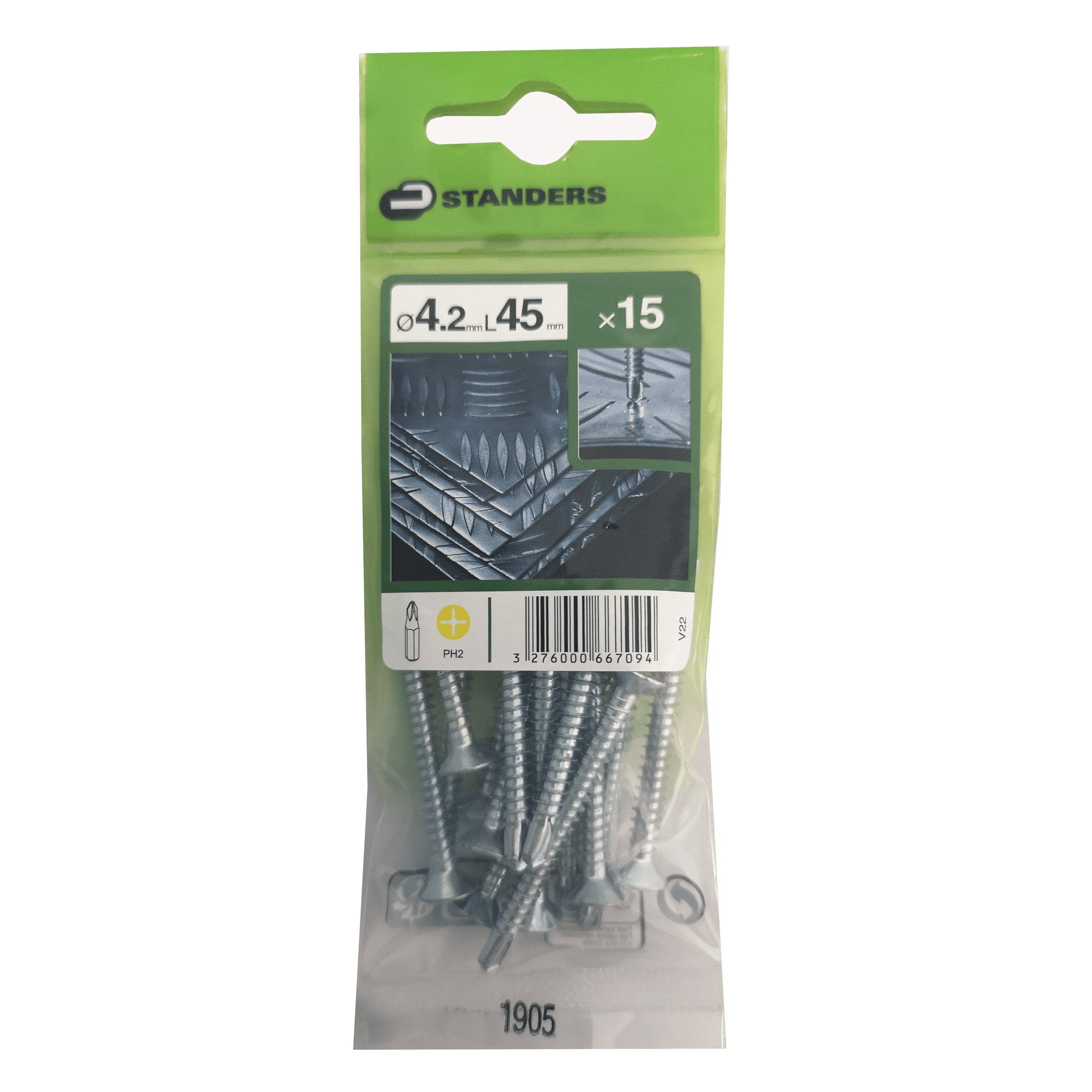 SELF-DRILLING METAL SCREWS PH 4.2X4 5MM 15 PCS.