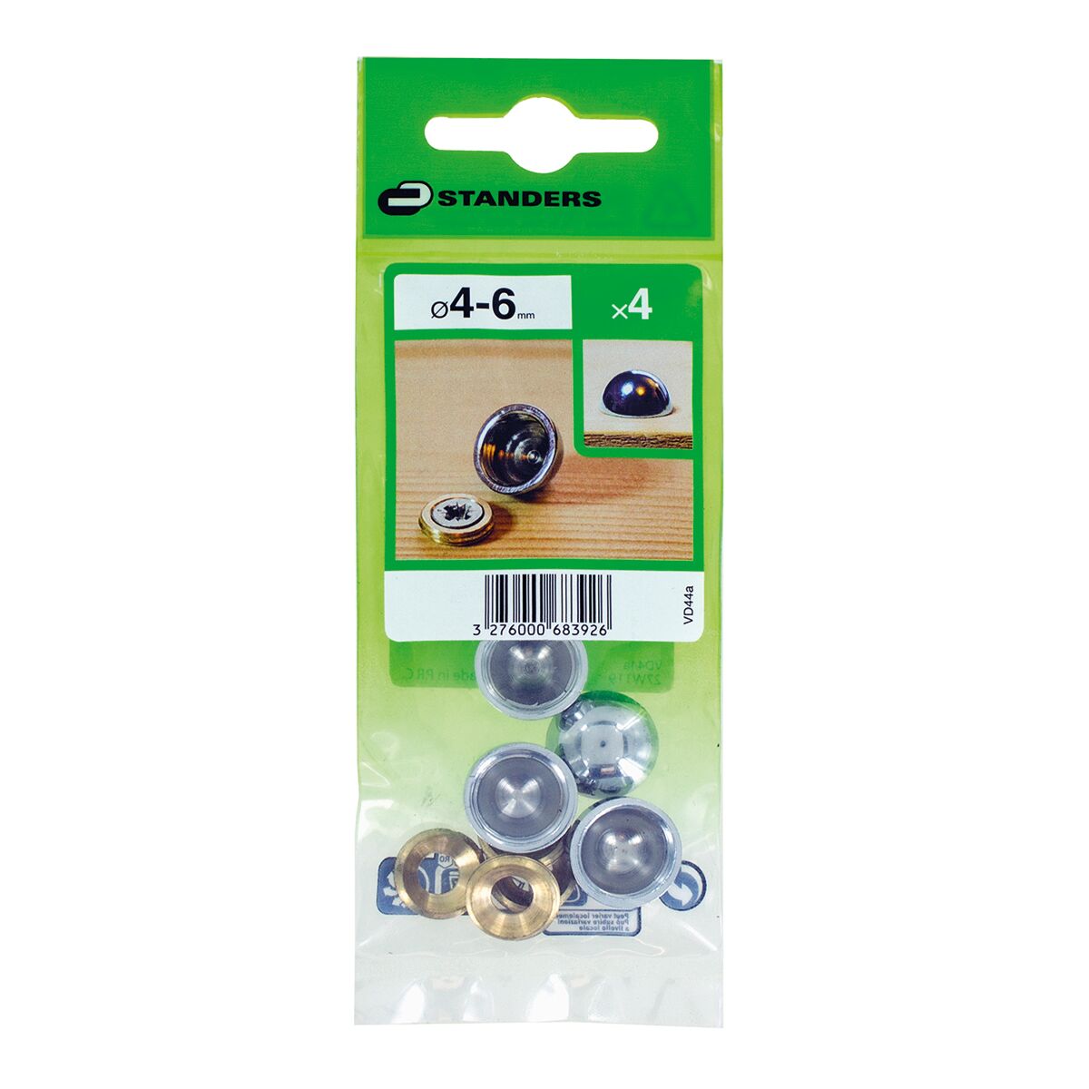 POLISHED CHROME-PLATED ROUND SCREW COVER DIAM 15MM 4 PCS.
