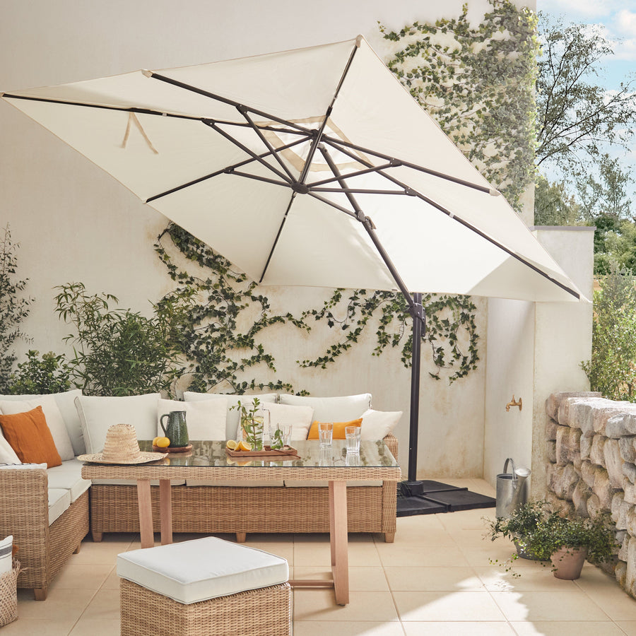 Bricocenter AURA NATERIAL - Steel and aluminum umbrella with white polyester cloth 2.9X2.9M