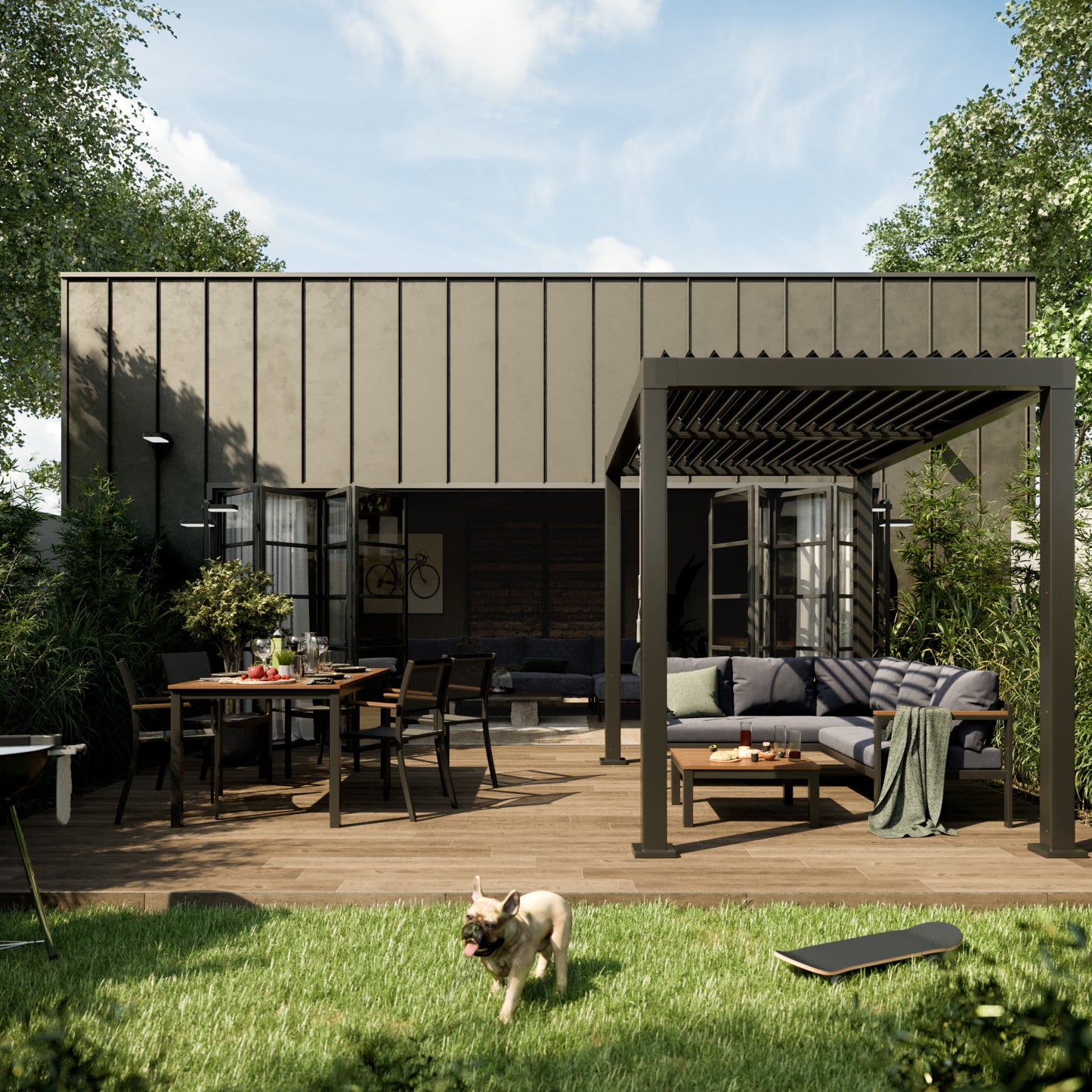 BIOCLIMATIC PERGOLA CLIMA NATERIAL FULL ALUMINUM 313X198 ANTHRACITE