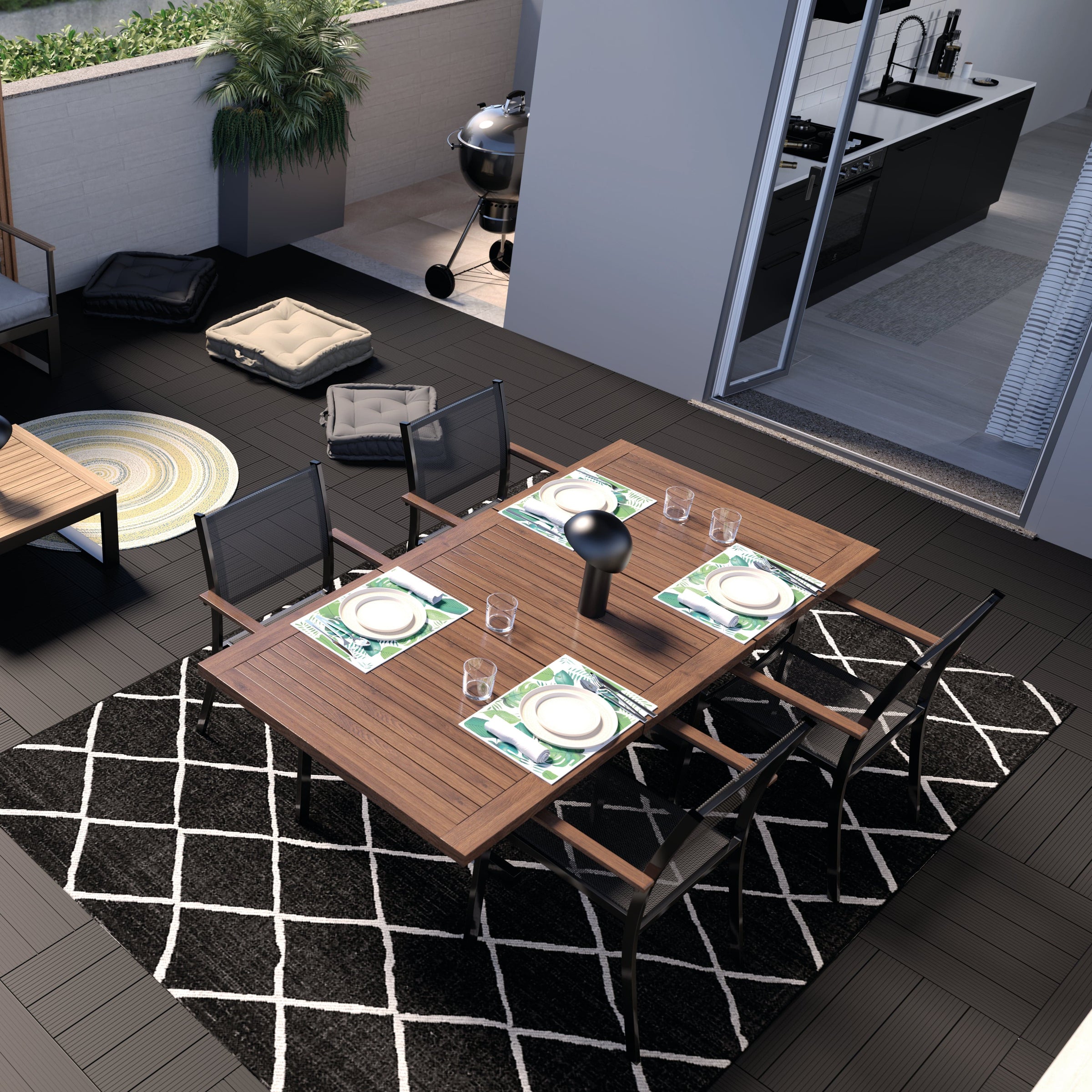 Bricocenter TAVOLO ALLUNGABILE ORIS NATERIAL 6-8 POSTI RETTANGOLARE ALU. TOP LEGNO 99X180-240XH75
