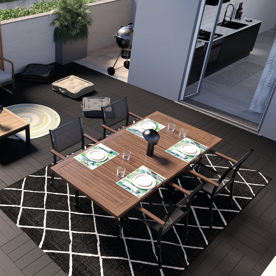 Bricocenter TAVOLO ALLUNGABILE ORIS NATERIAL 6-8 POSTI RETTANGOLARE ALU. TOP LEGNO 99X180-240XH75