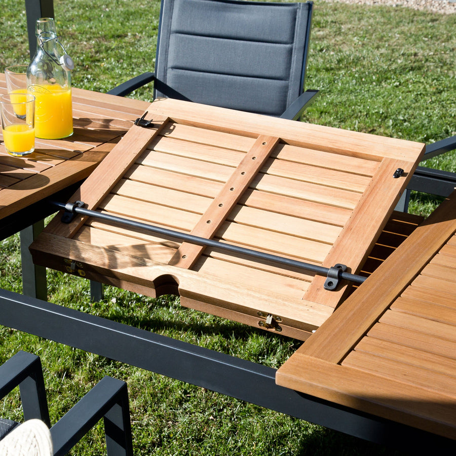 Bricocenter TAVOLO ALLUNGABILE ORIS NATERIAL 6-8 POSTI RETTANGOLARE ALU. TOP LEGNO 99X180-240XH75