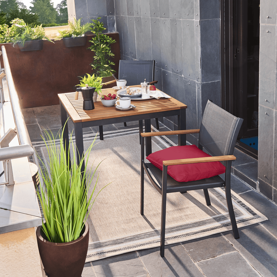 Bricocenter ORIS NATERAL ALU - Chair with eucalyptus wooden armrests and textile seat - 55.2x55.2xh84.5