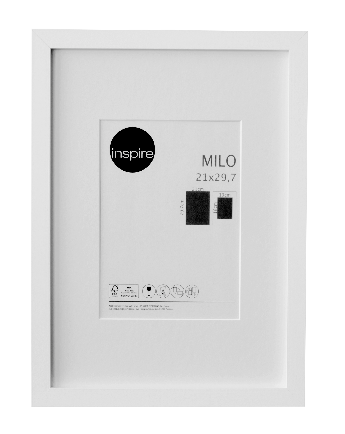 MILO FRAME 21X29.7 CM WOOD WHITE