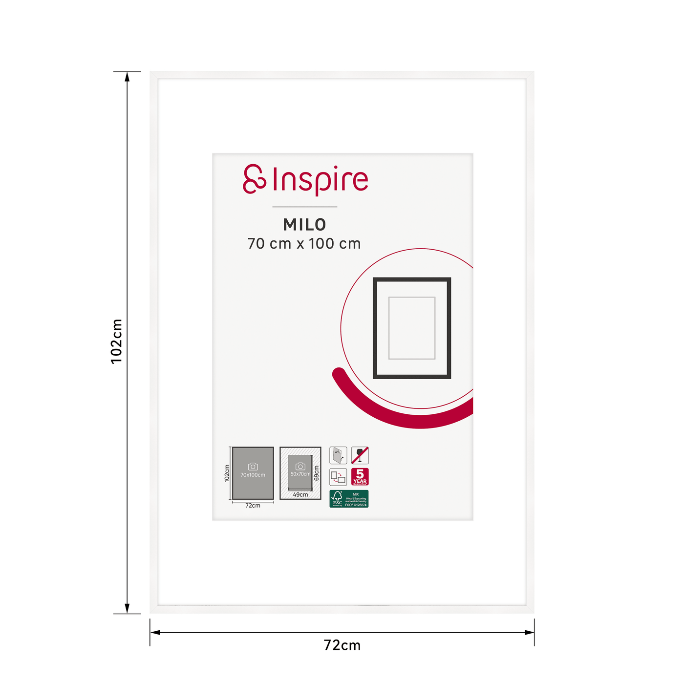 MILO FRAME 70X100 CM WOOD WHITE