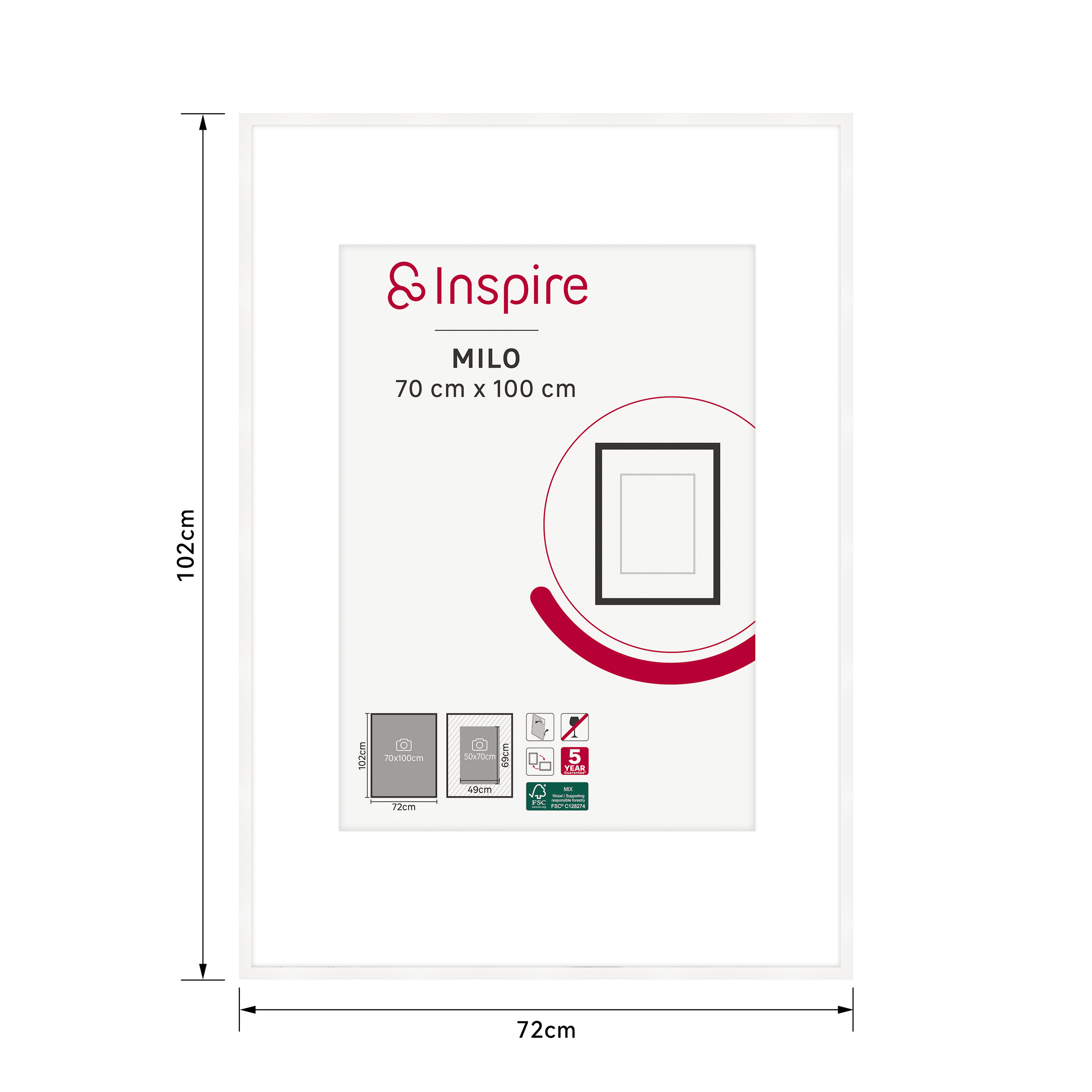 MILO FRAME 70X100 CM WOOD WHITE