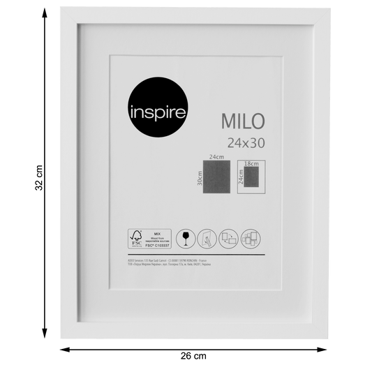 Milo frame, 24x30 cm, white wood