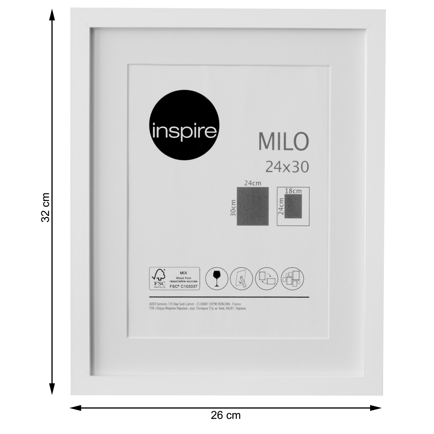 Bricocenter MILO FRAME 24X30 CM WOOD WHITE