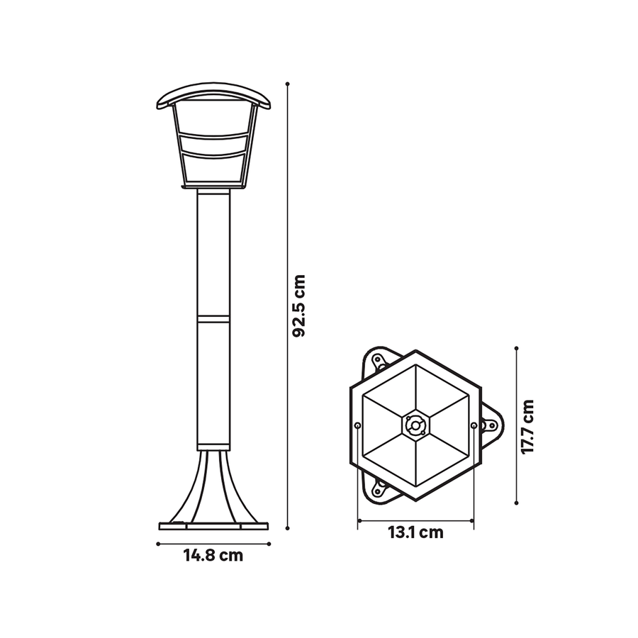 BLACK ALUMINUM PALAMA STREETLIGHT H92.5CM E27=60W IP44
