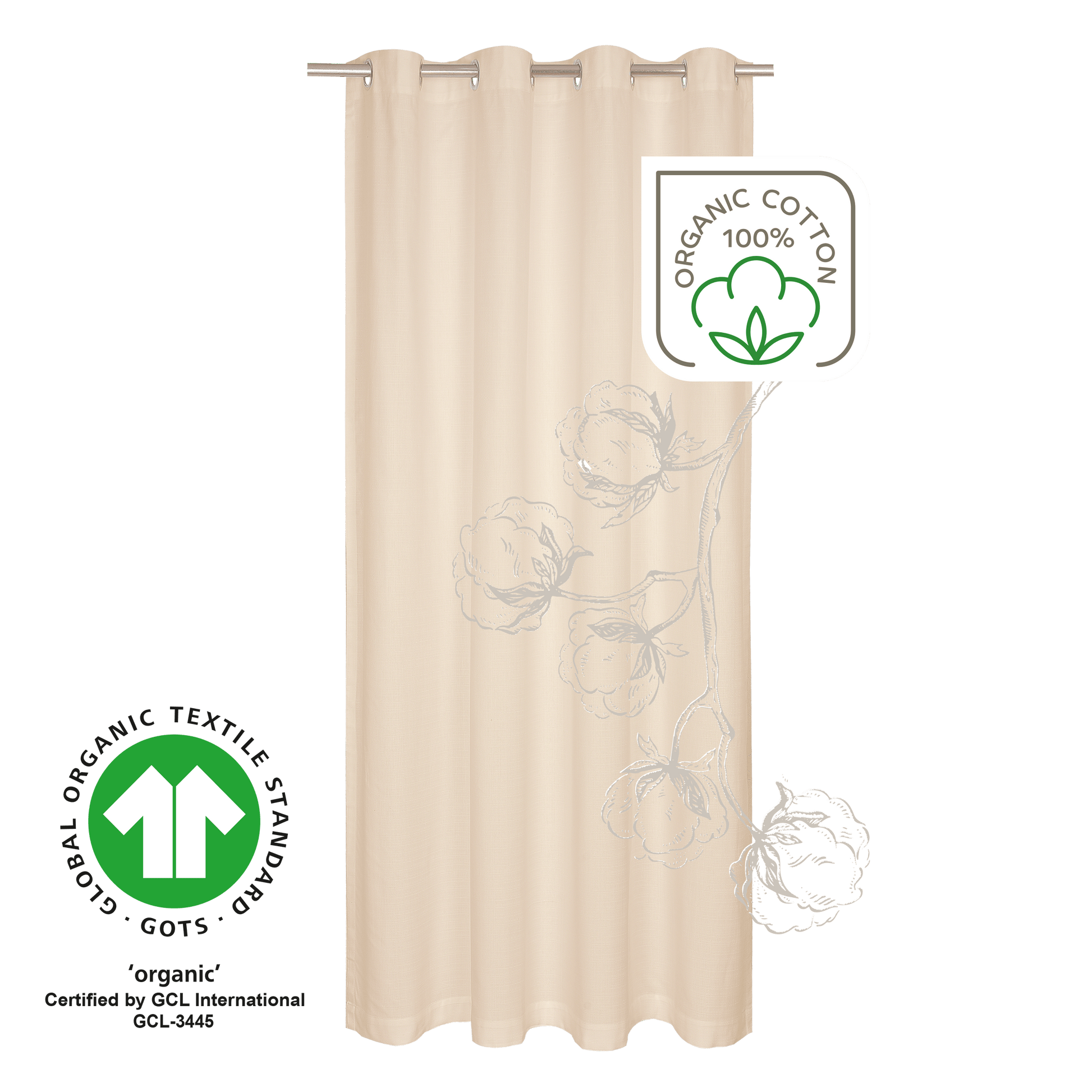 Bricocenter LEYA ECRU OPAQUE CURTAIN 140X280 CM ORGANIC COTTON WITH EYELETS