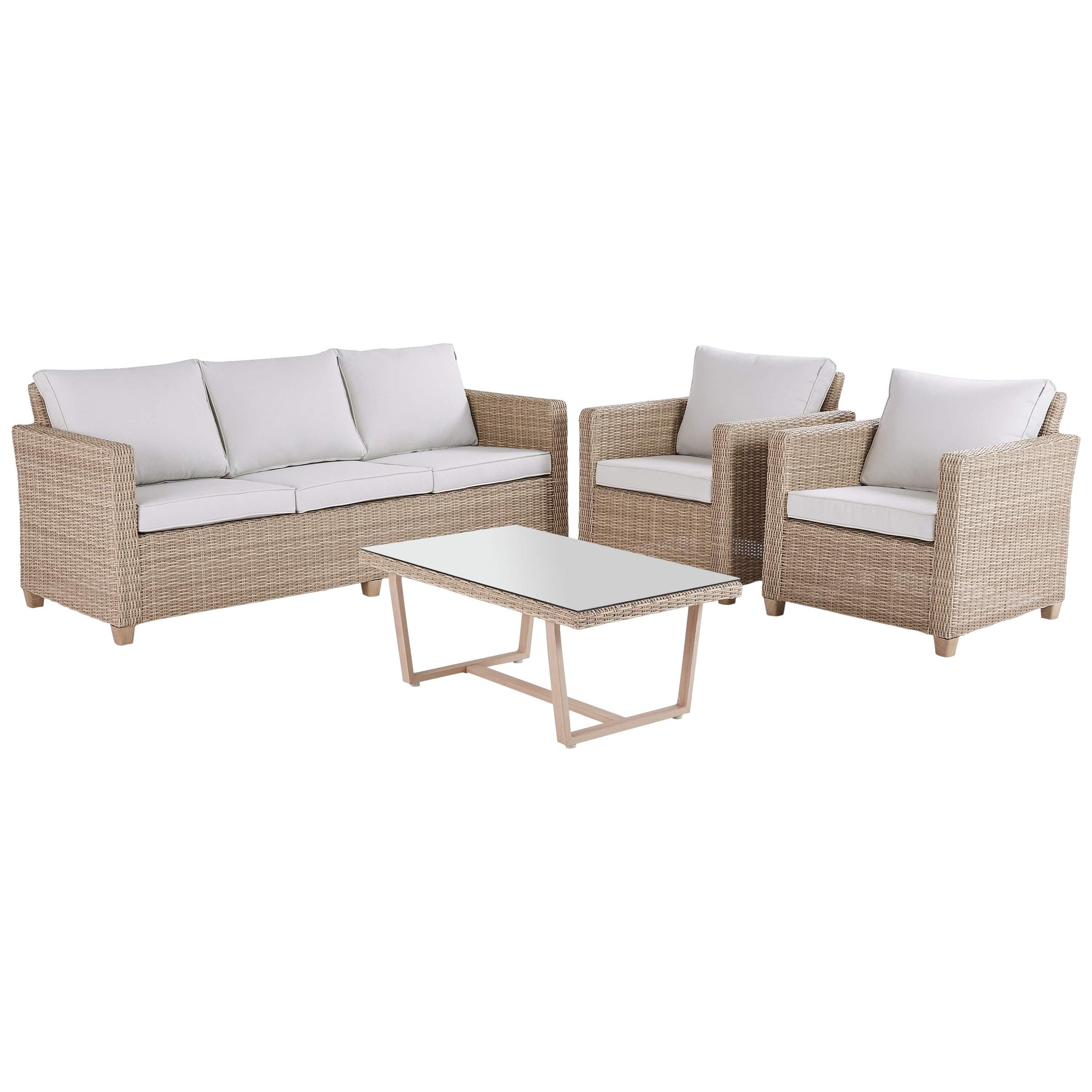 Bricocenter SET MEDENA 5 POSTI NATERIAL CON TAVOLO 60X100 SOFA 3 POSTI E 2 POLTRONE MIDOLLINO SINTETIC