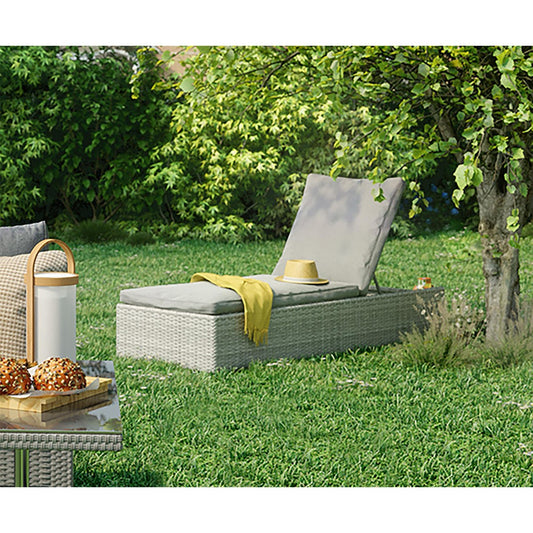 DAVOS NATERIAL 65X197X36 SYNTHETIC WICKER AND ALUMINUM LOUNGER WITH CUSHION