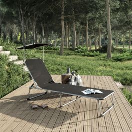 AZUR Folding sunbed with anthracite textile aluminum canopy
