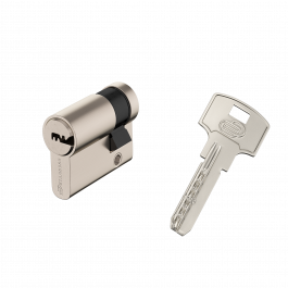 NICKEL-PLATED BRASS CYLINDER STANDERS 30+10MM, KEY/KEY, 4 NICKEL-PLATED STEEL KEYS