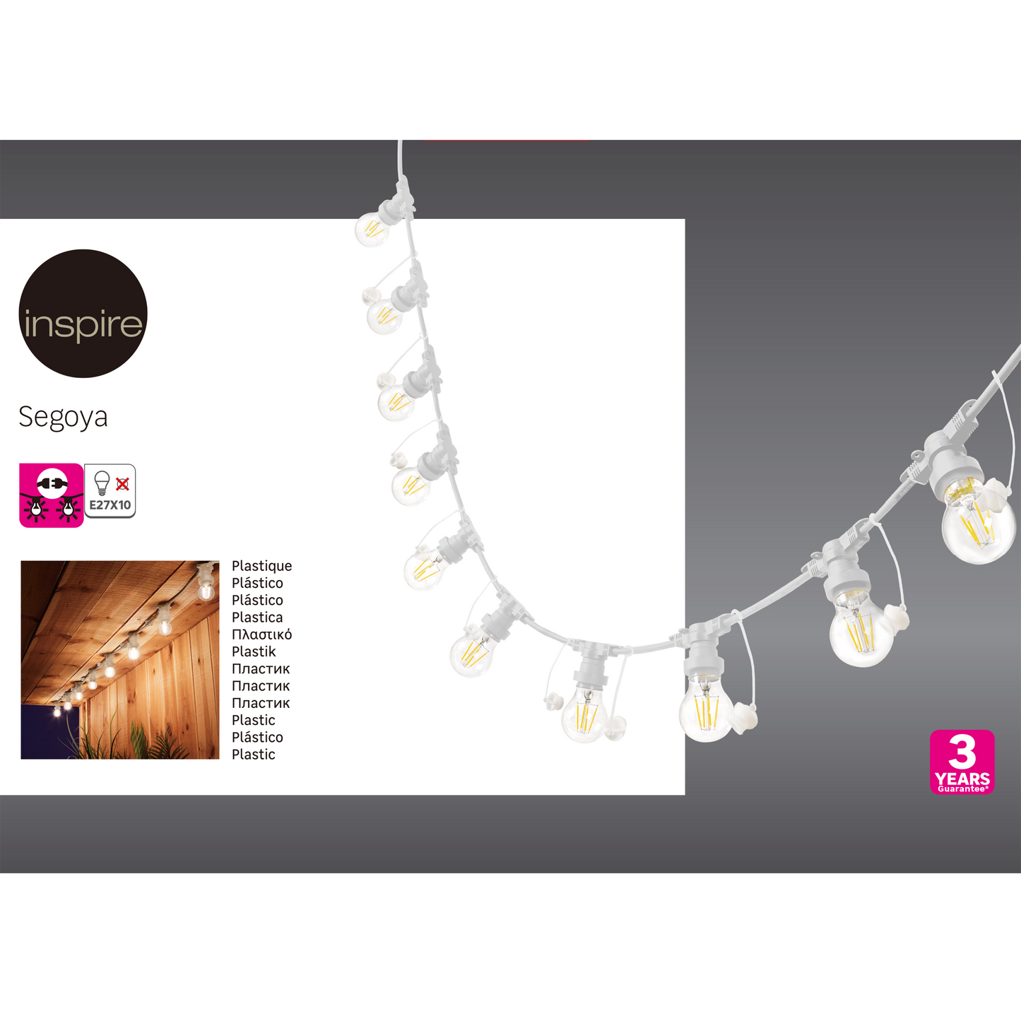 SEGOYA GARLAND WHITE 5MT 10XE27=15W IP44